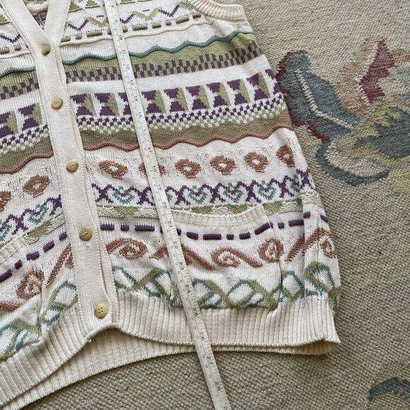 Vintage Gaeltarra Sweater Vest 42" US Large Irish Cotton Ireland Button Front - Picture 6 of 6